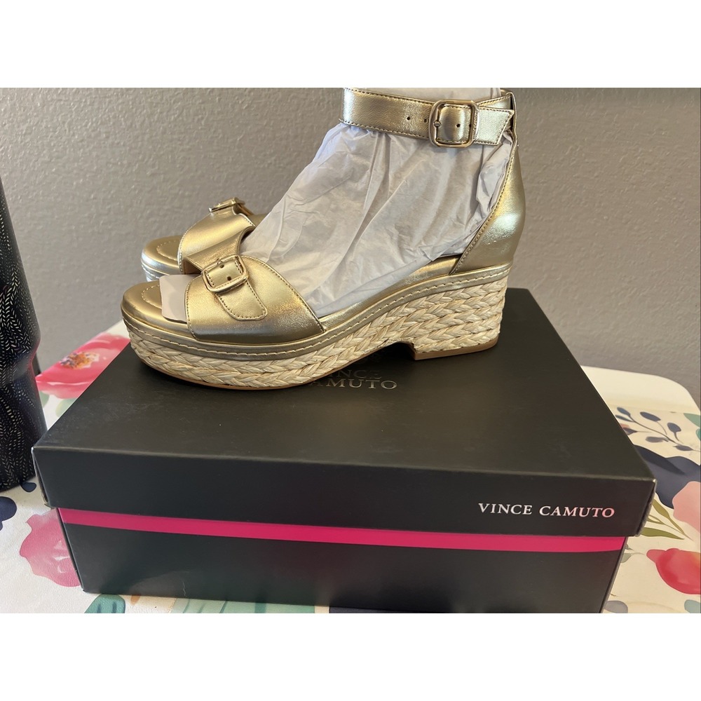 Vince Camuto Adjustable Wedge Sandals Meterry Egyptian Gold